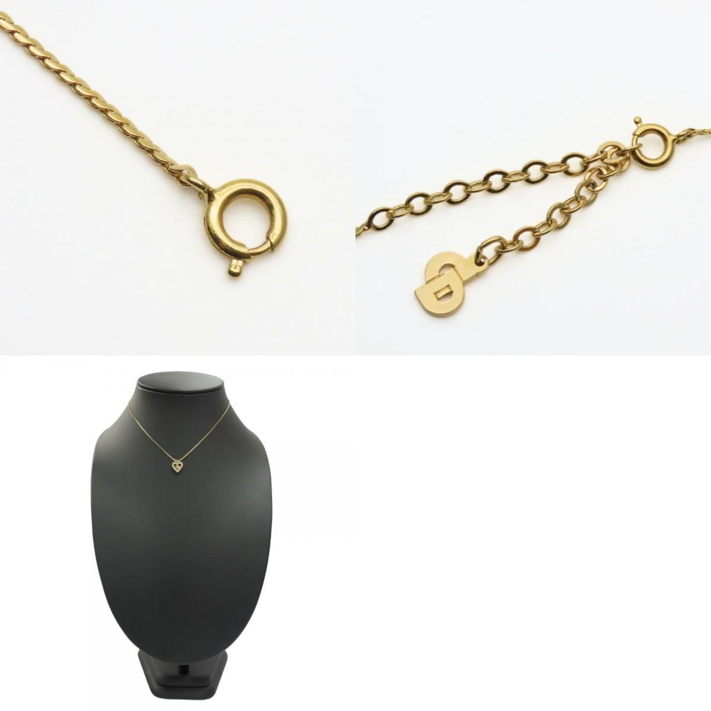 Christian Dior Heart Necklace, Gold Plated, GP, Women's