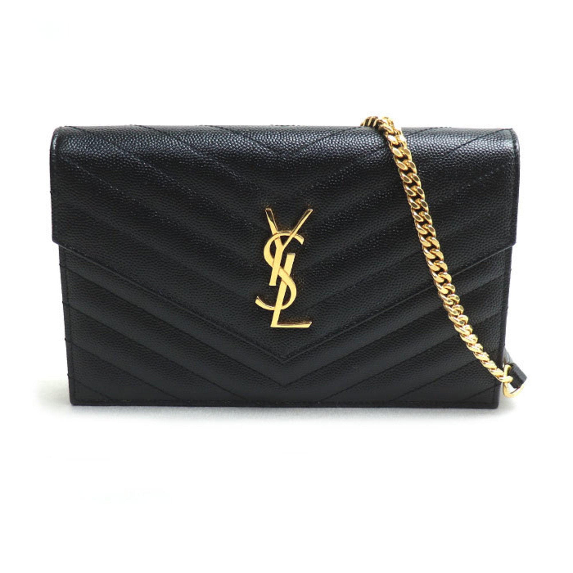 SAINT LAURENT Cassandra Chain Wallet Shoulder Bag Black 393953 Women's