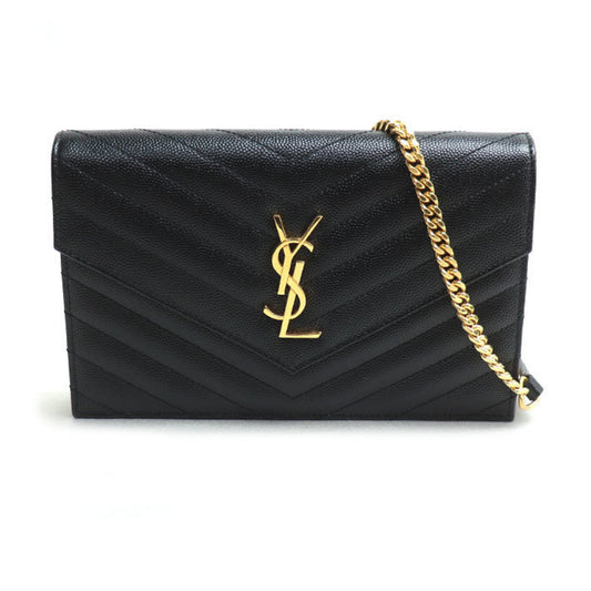 SAINT LAURENT Cassandra Chain Wallet Shoulder Bag Black 393953 Women's