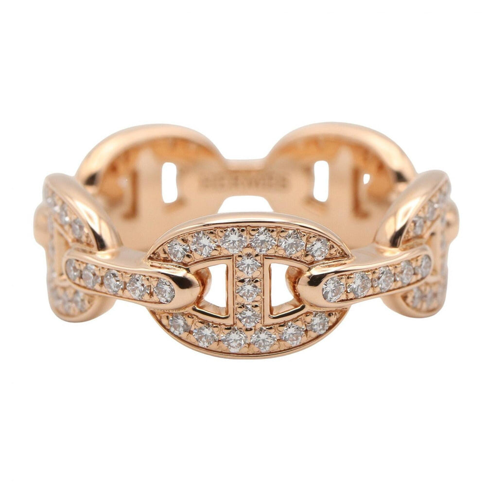 Hermes HERMES Enchainée PM Diamond Ring, Jewelry, 18KPG (Pink Gold), Diamond, Women's, Clear/Gold Tone — Like New