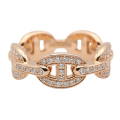 Hermes HERMES Enchainée PM Diamond Ring, Jewelry, 18KPG (Pink Gold), Diamond, Women's, Clear/Gold Tone — Like New