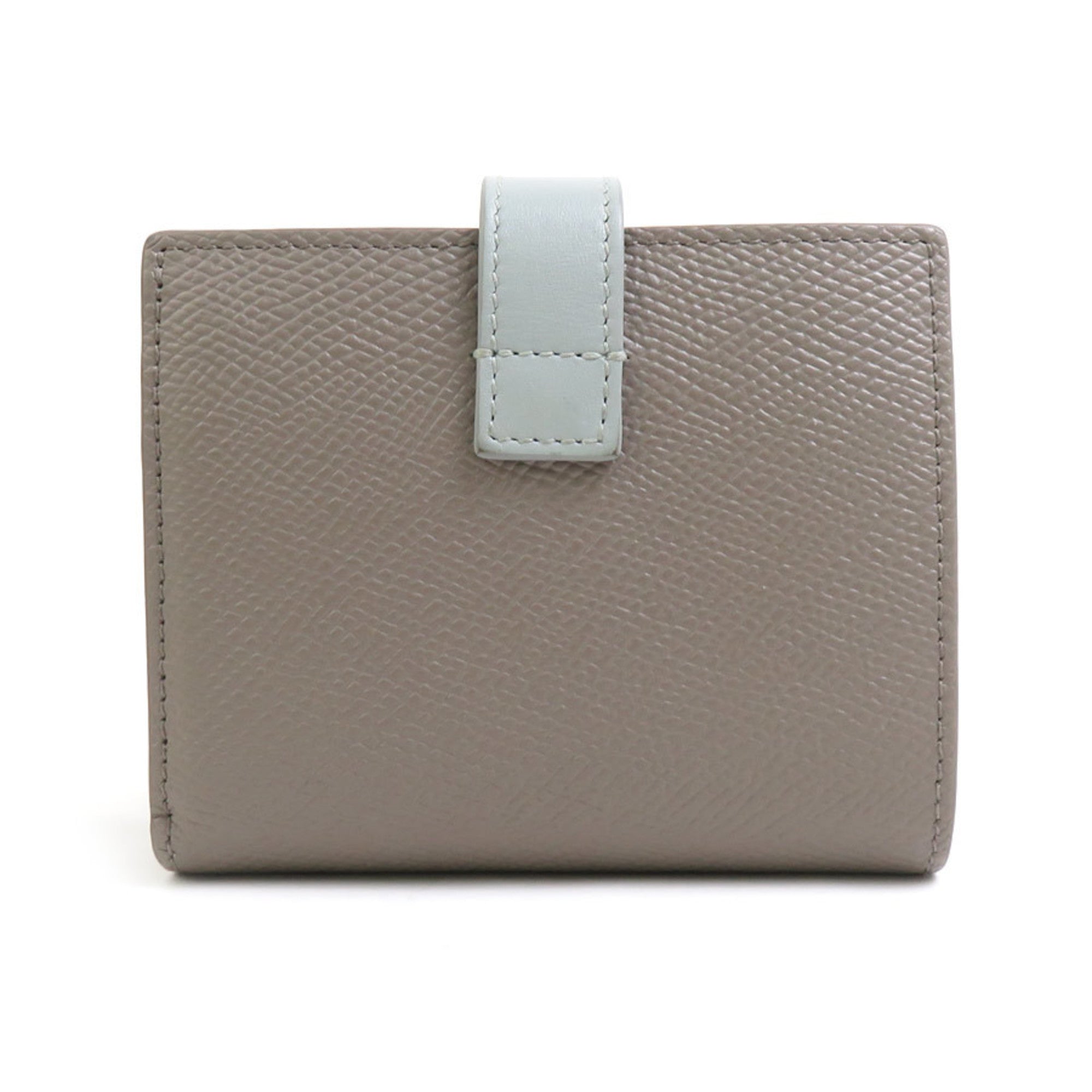 CELINE Bi-fold wallet Leather Greige x Blue-Grey Women's 55988g
