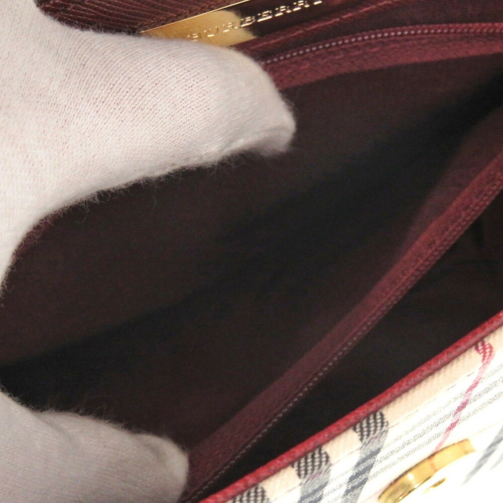 Burberry Nova Check Bag Canvas/Leather Beige Handbag 0406BURBERRY — Like New