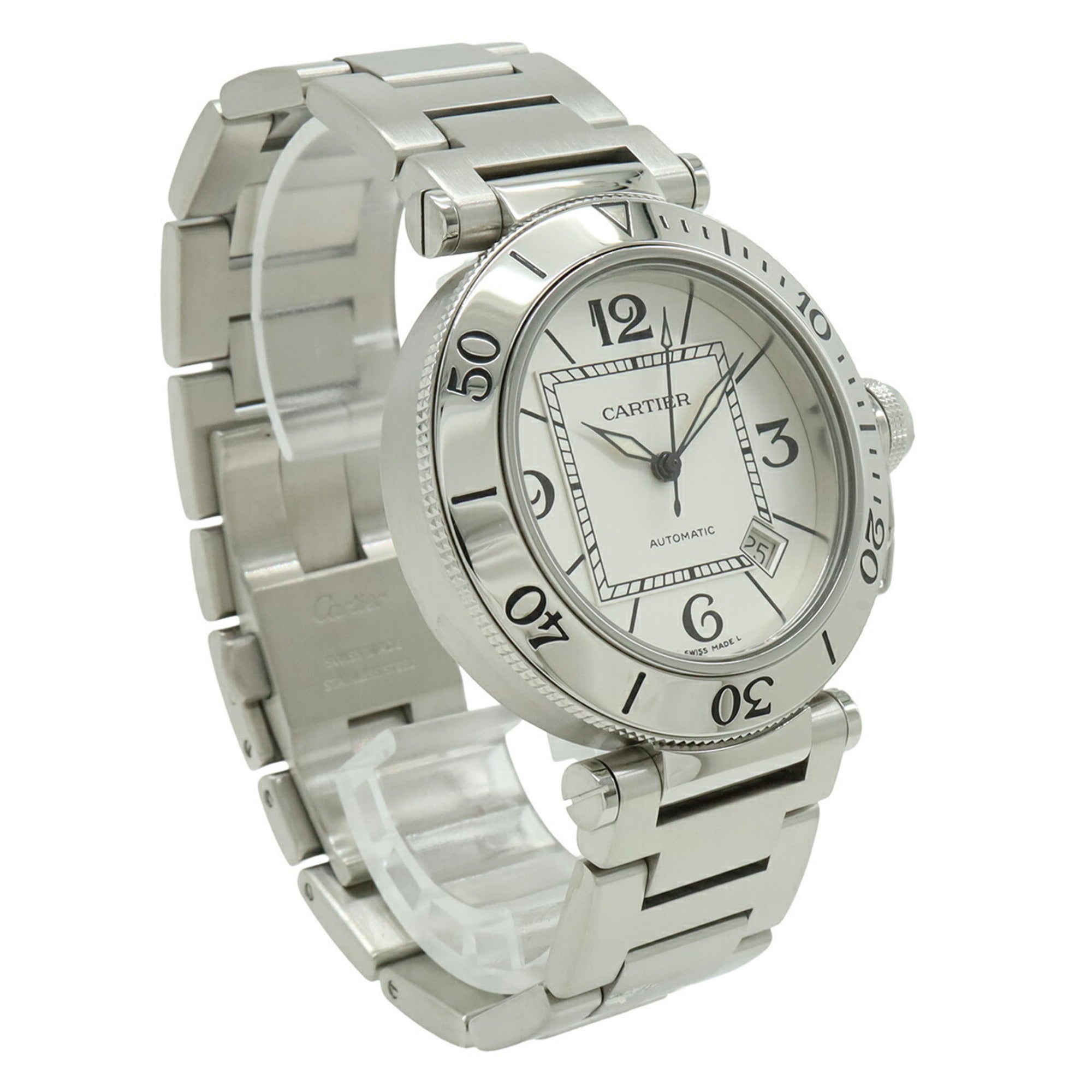 Cartier Pasha Seatimer, silver dial, automatic transmission, men's watch, W31080M7 — Very Good