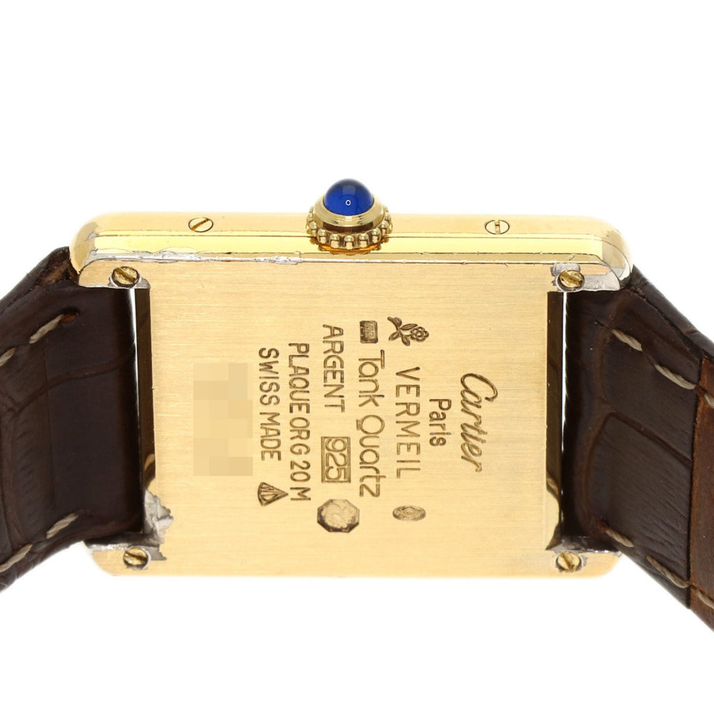 Cartier Must Tank Vermeil Watch, Silver Leather, Women's