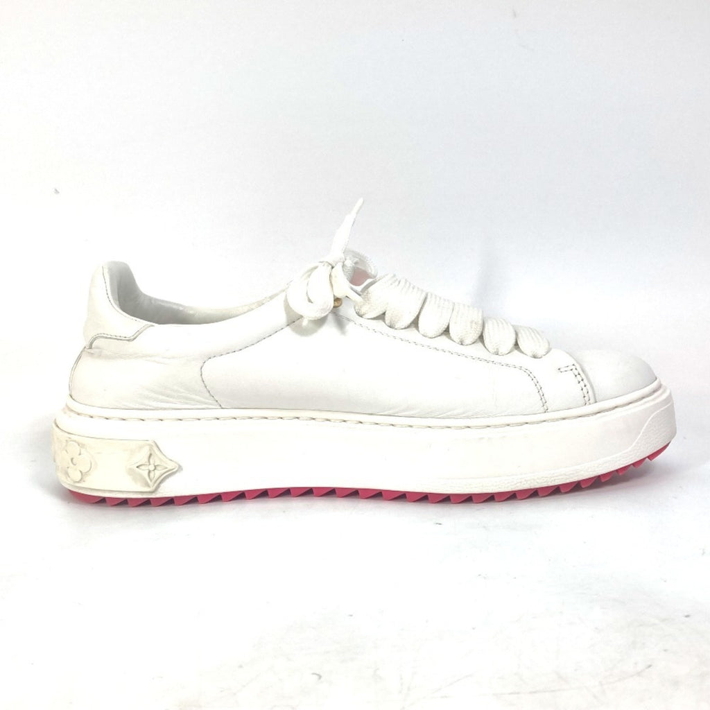 LOUIS VUITTON Time Out Line Lace-Up Logo Sneakers Leather Women's White