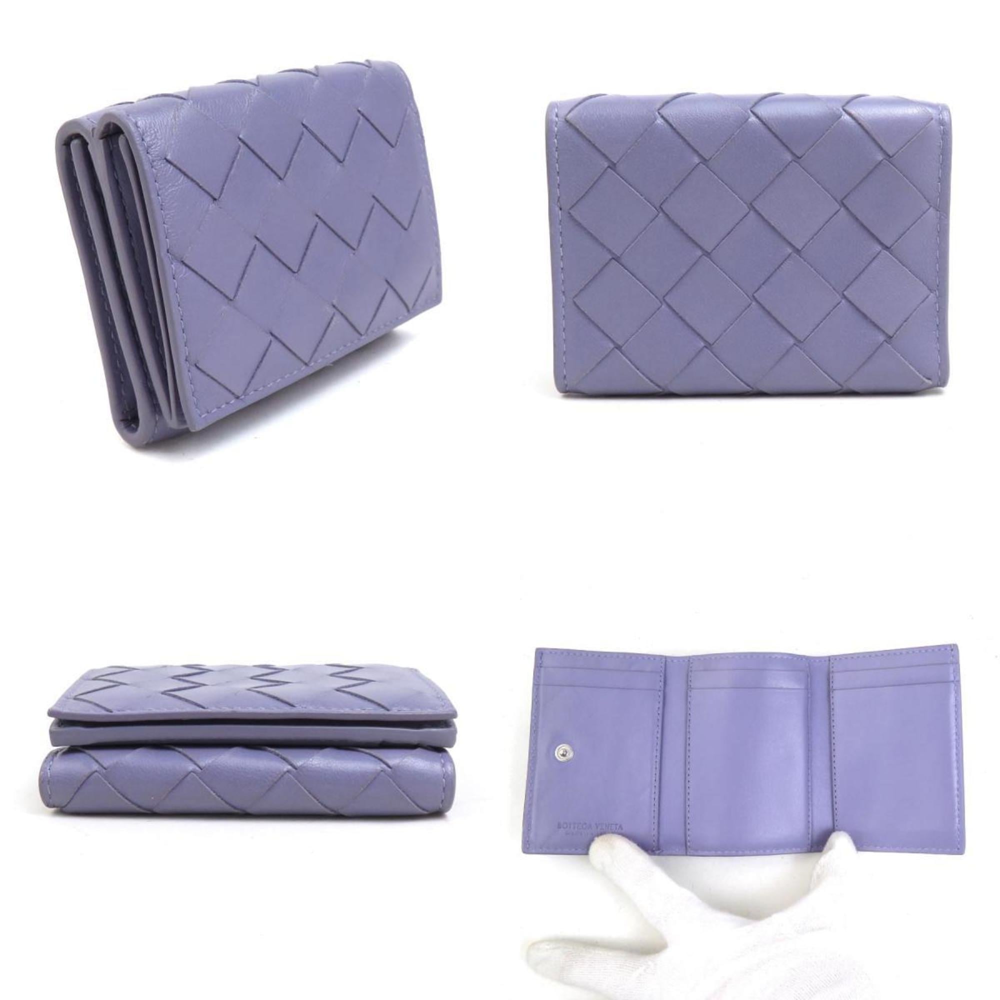 Bottega Veneta Tri-fold Wallet in Intrecciato Leather, Purple, Unisex, r10977g