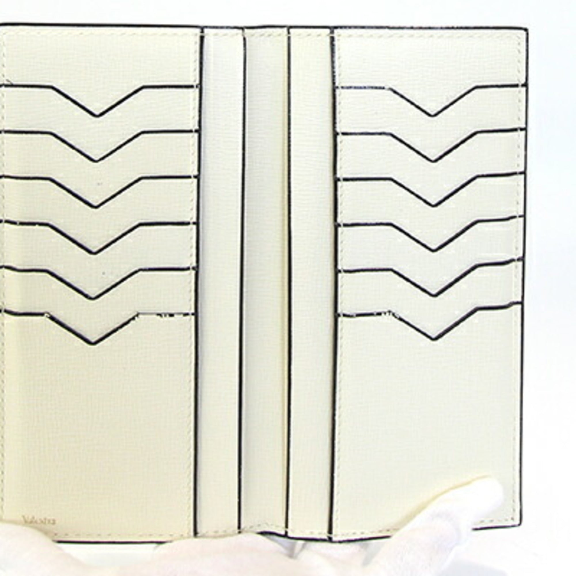 Valextra Bi-fold Long Wallet Vertical 12 Cards SGNL0021044L99WF99WW Ivory Leather Women Men