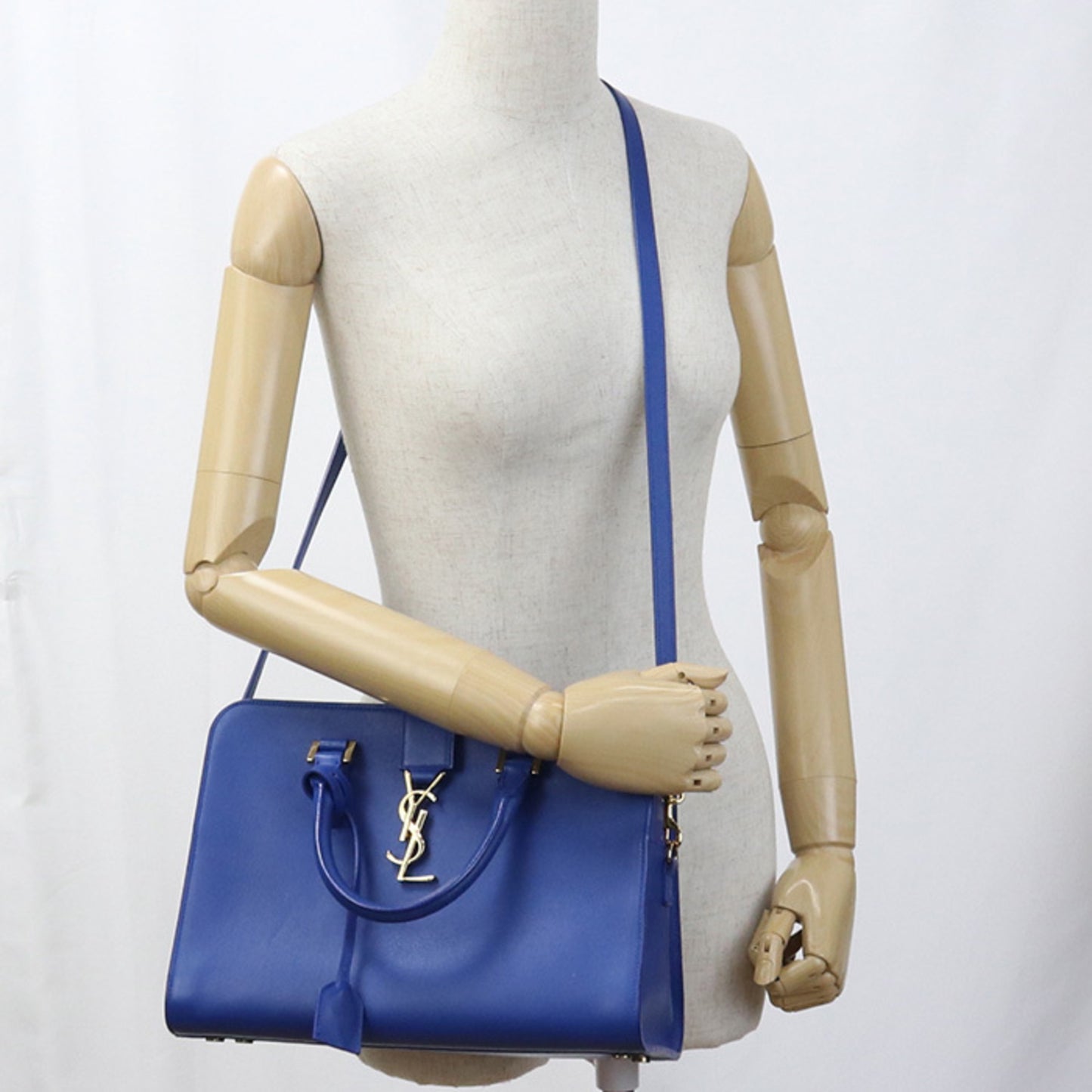 SAINT LAURENT Saint Laurent Handbag 357395 2-Way Monogram Cabas Handbag, Women's, Blue