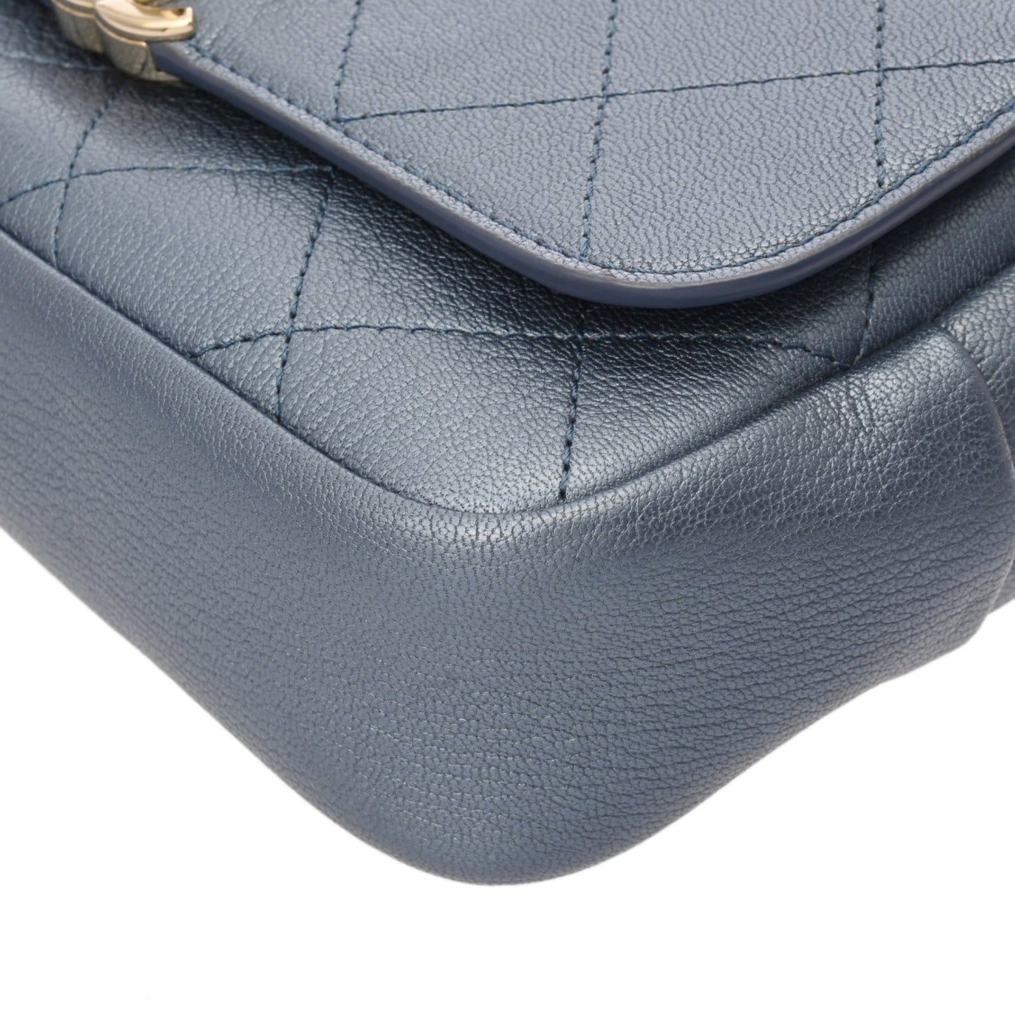 CHANEL Affinity Metallic Blue Women's Calfskin Waist Bag, A-Rank, Pre-Owned, Ginzo