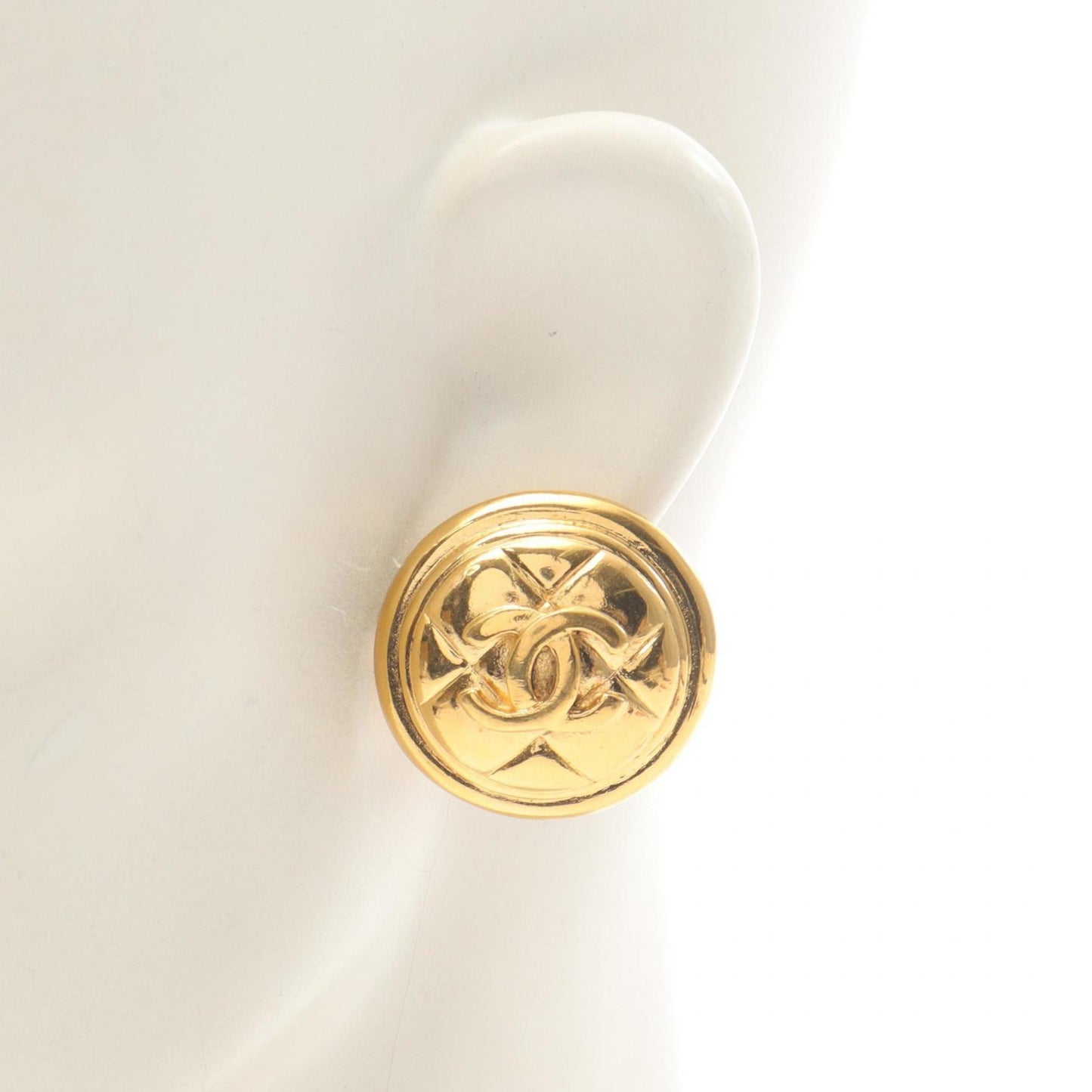 CHANEL Coco Mark Earrings, Gold Plated, Women's