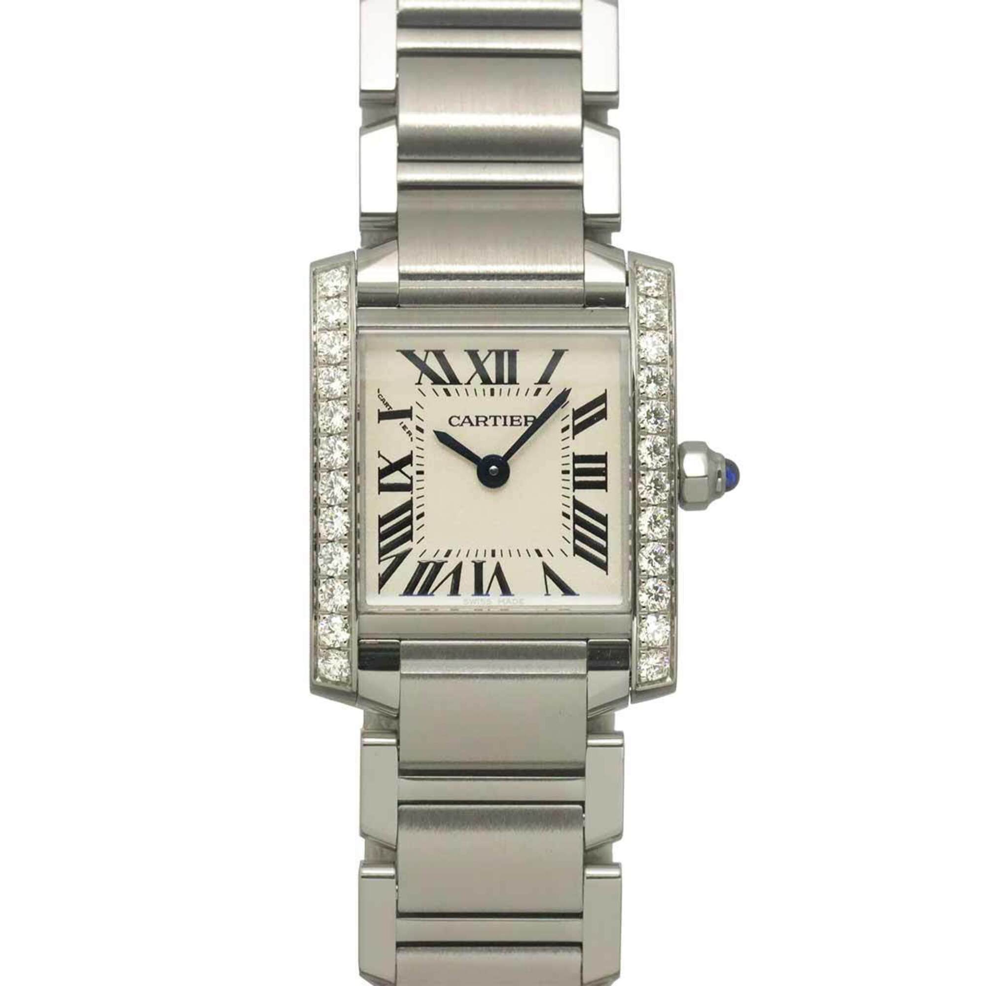 Cartier Tank Francaise SM W4TA0008 Women's Watch, Diamond Bezel, Ivory, Quartz Watch — Like New
