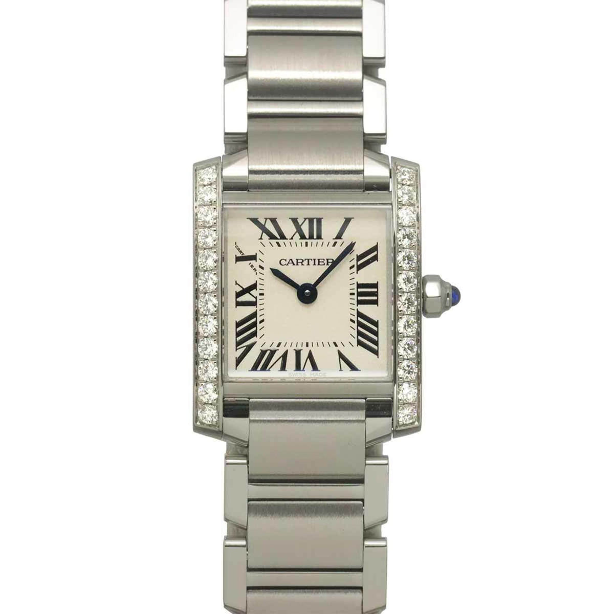 Cartier Tank Francaise SM W4TA0008 Women's Watch, Diamond Bezel, Ivory, Quartz Watch — Like New