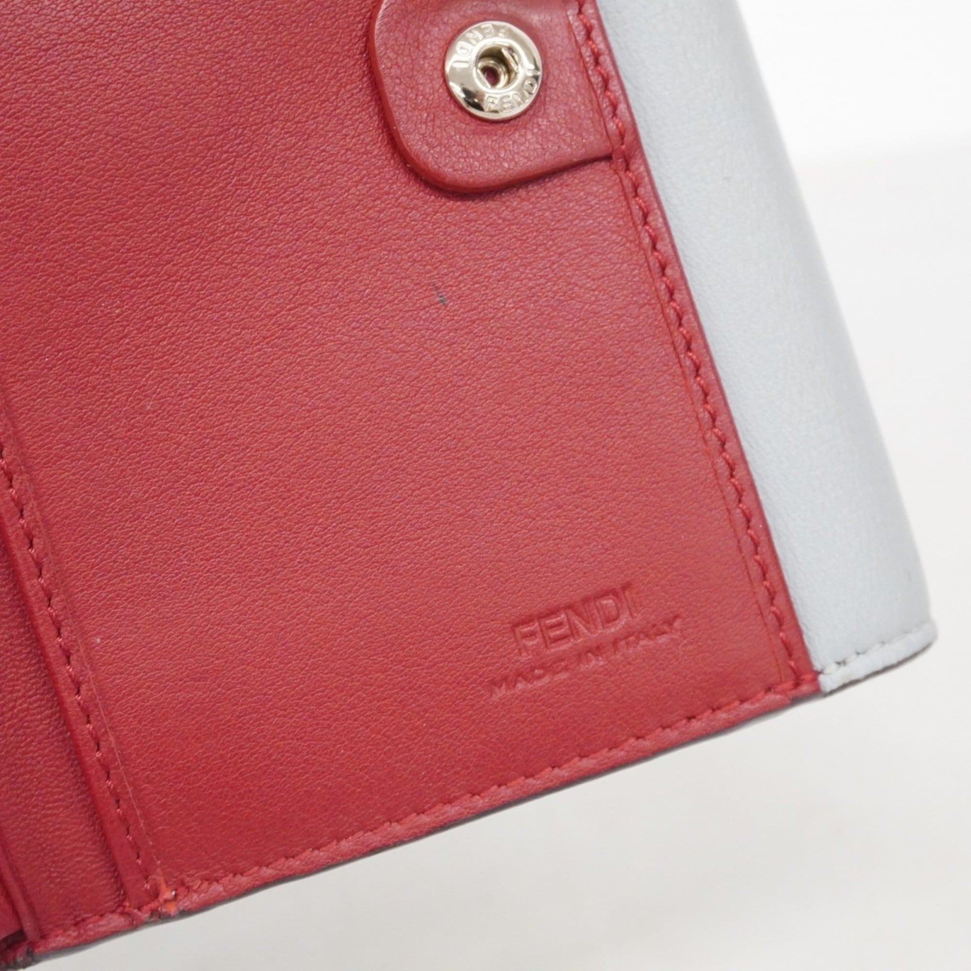 Fendi leather wallet in grey and red for women