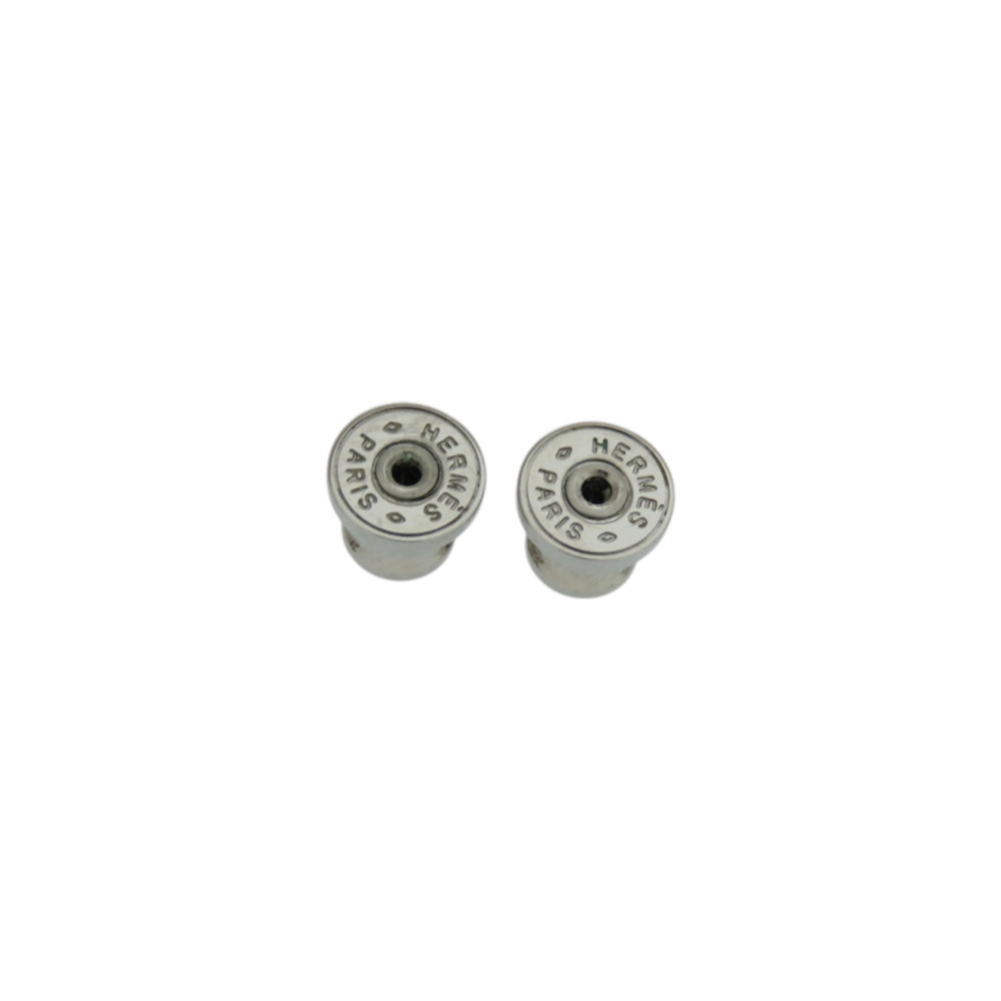 Like new Hermes Medorgaine metal and leather mauve pale earrings 0513 — Like New