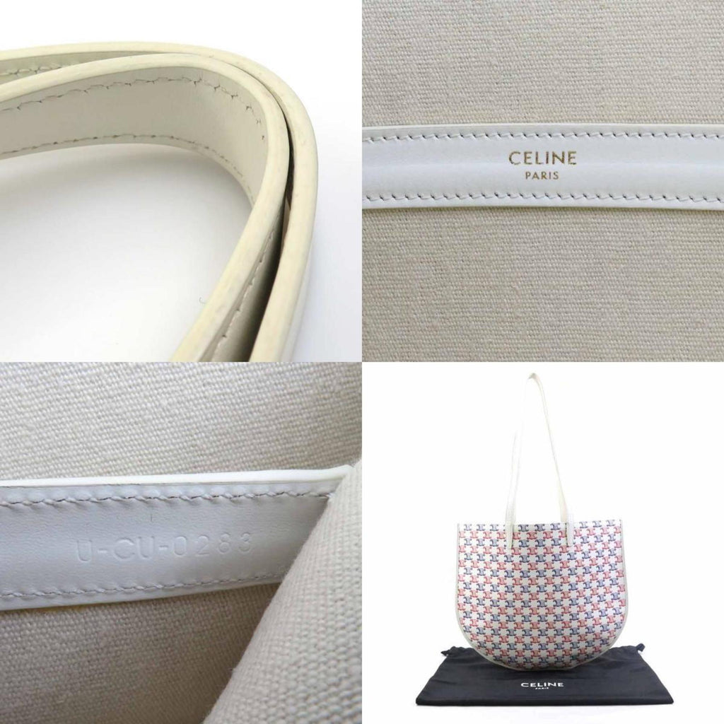 Celine Shoulder Bag, Macadam PVC Coated Canvas, White, Red, and Blue, Women's, H31752k