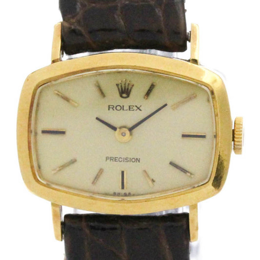 ROLEX Cellini 2647 18K Gold Leather Hand-Winding Ladies Watch Vintage
