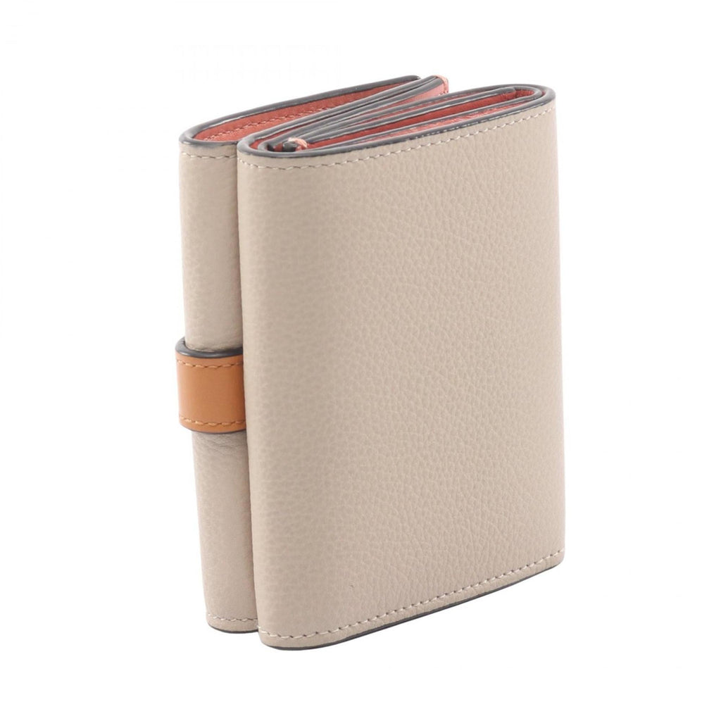 LOEWE Trifold Wallet, Leather, Women's, Beige, Brown