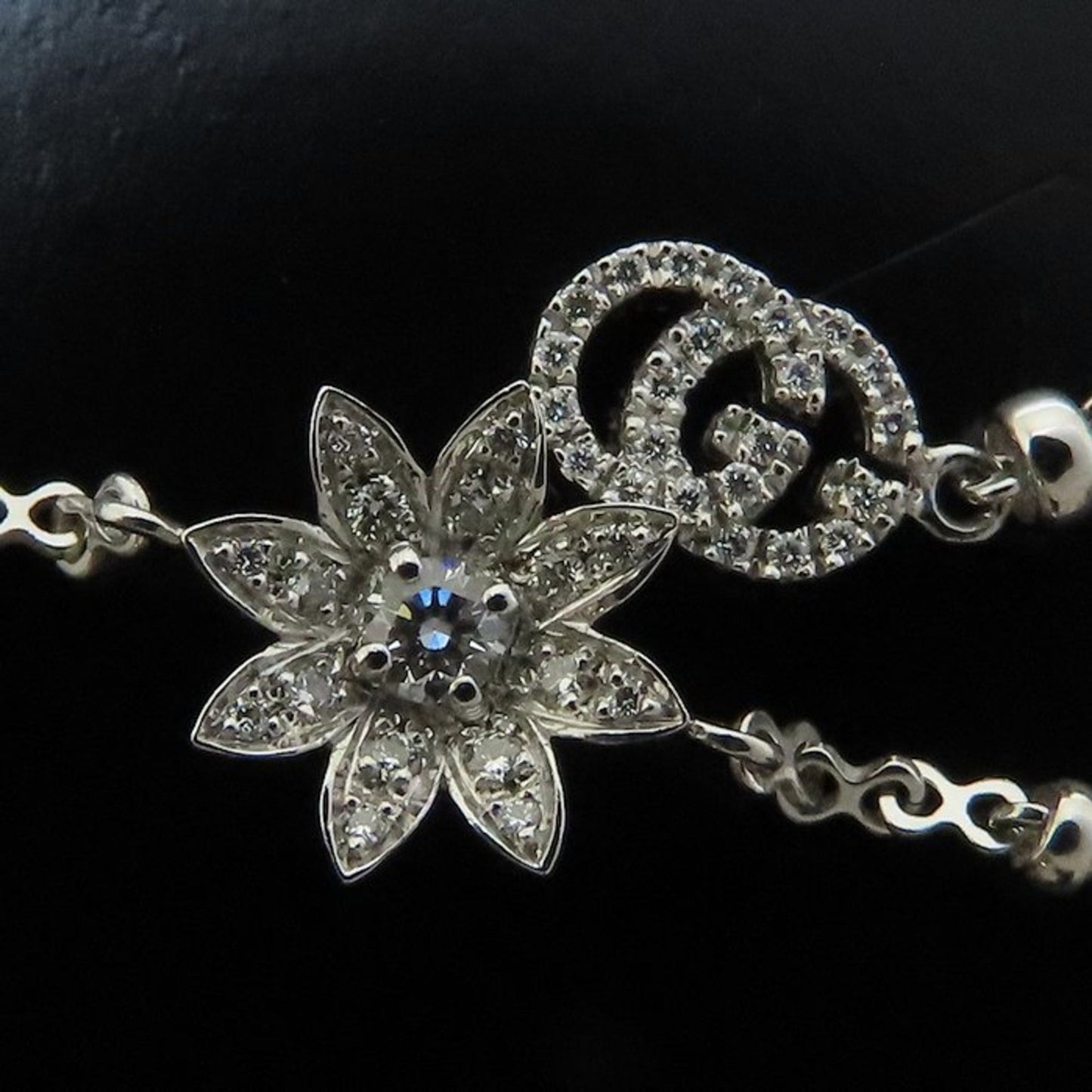 GUCCI Flora Diamond Bracelet, 18K White Gold, Women's, 294532