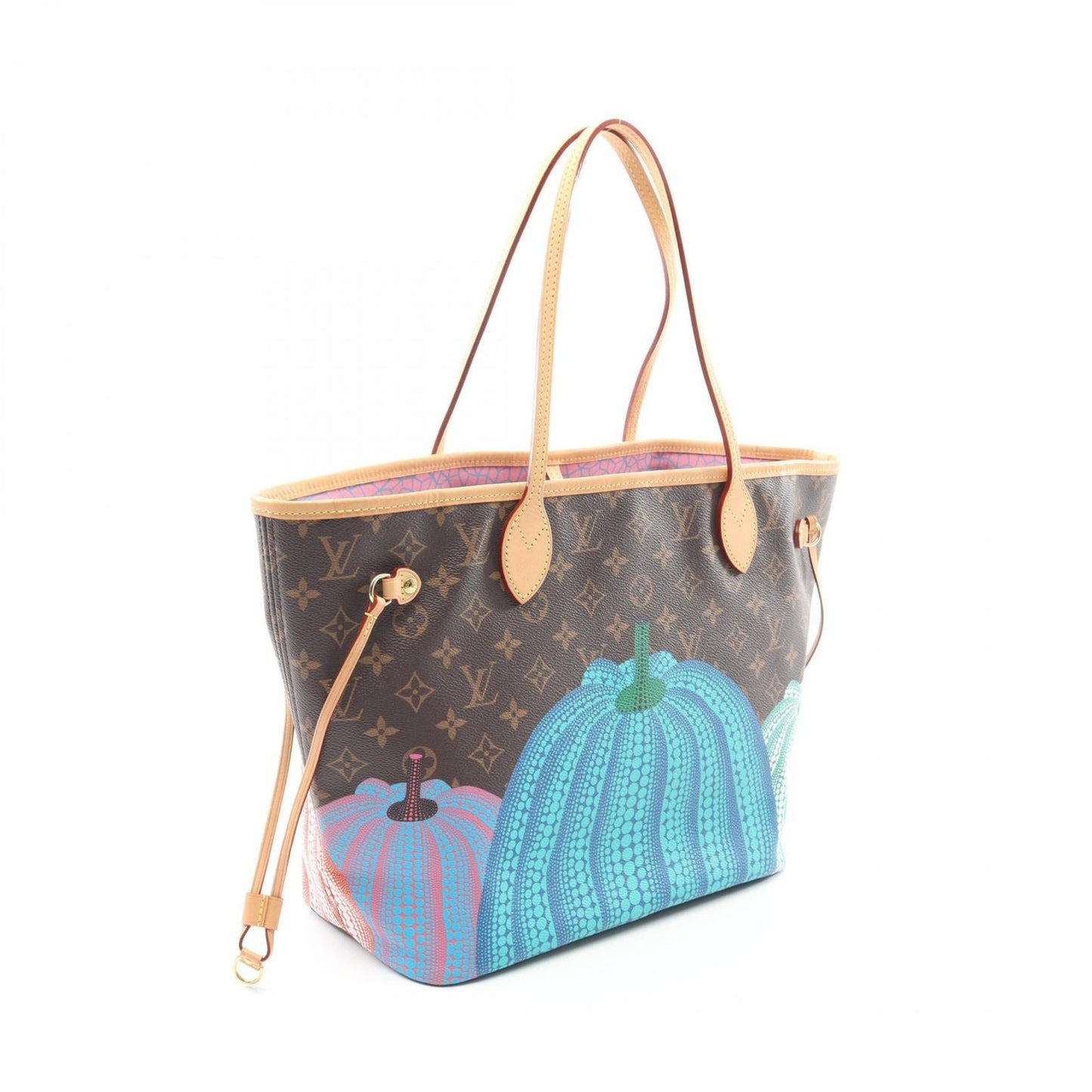 Louis Vuitton LV x YK Neverfull MM Tote Bag, Coated Canvas and Leather, Monogram Pumpkin Dot Pattern, Brown, Women's, M46468