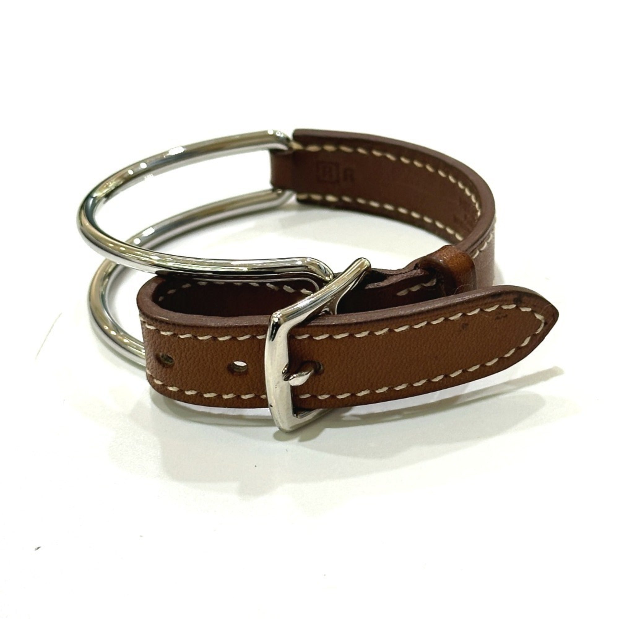 HERMES Hermes belt, metal and leather, brown, for women