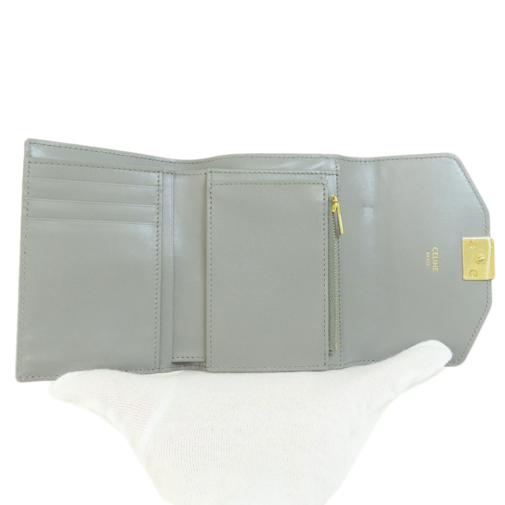 CELINE C Hardware Bifold Wallet Leather Women's