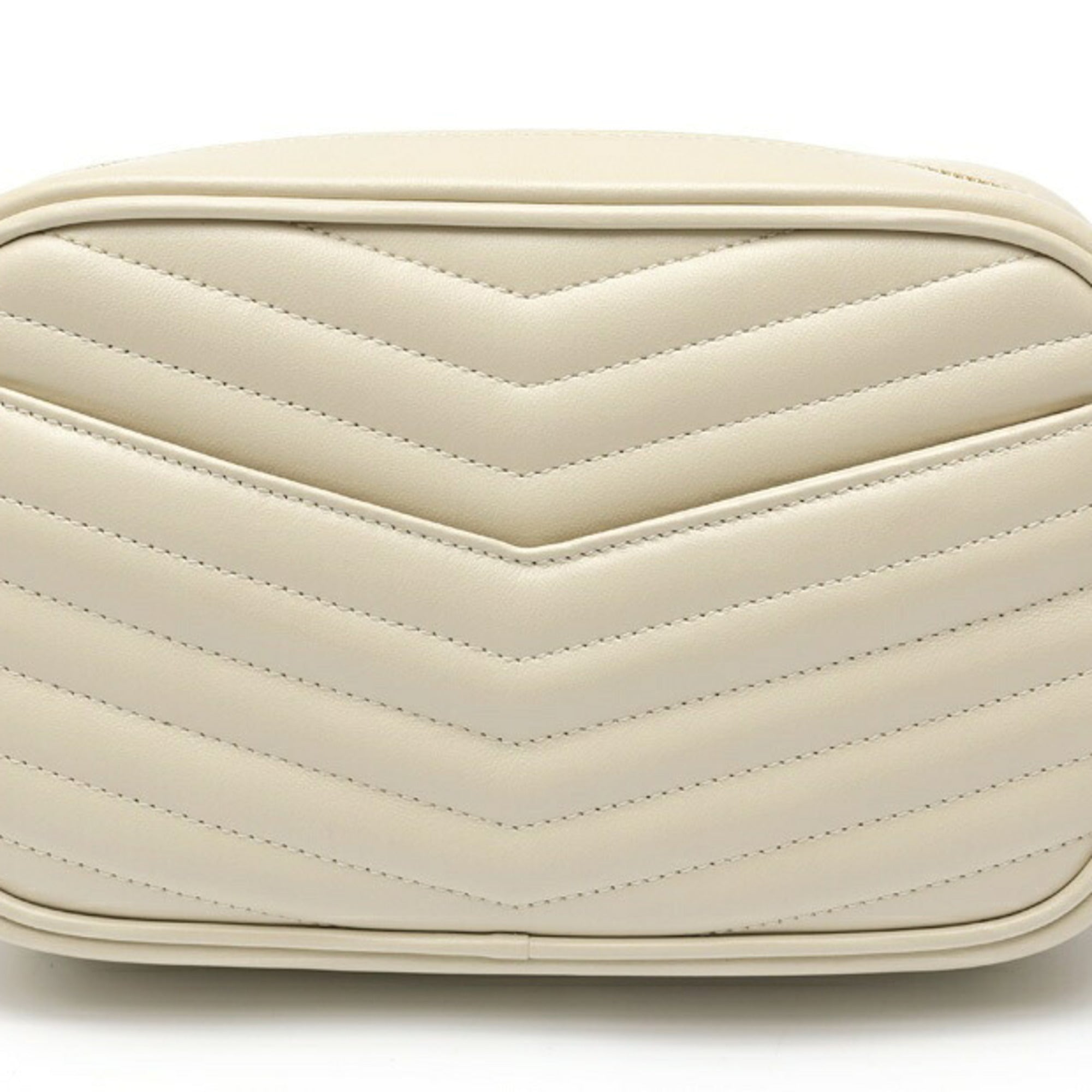 Saint Laurent Lou Chain Shoulder Bag 748849 Quilted Leather Ivory S-160082 — Like New