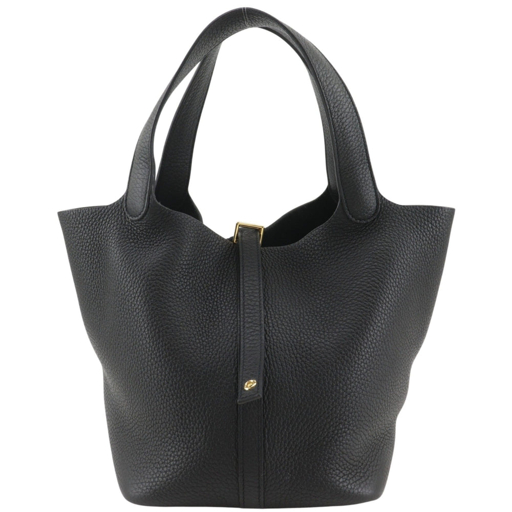 Hermes Picotin Lock 22 MM Handbag, Taurillon Clemence Leather, 2022 Model, Black, U-shaped Belt Buckle, Women's — Like New