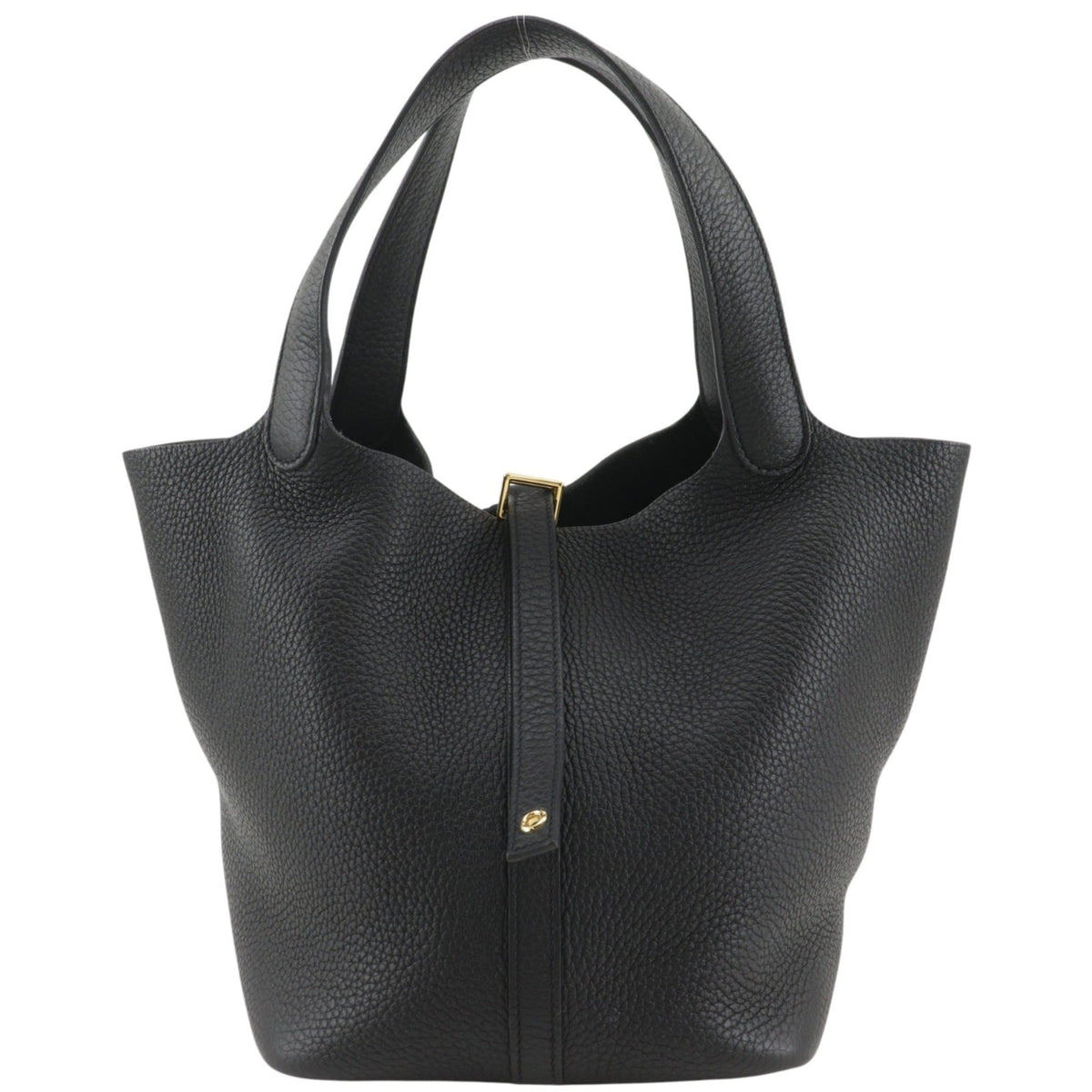 Hermes Picotin Lock 22 MM Handbag, Taurillon Clemence Leather, 2022 Model, Black, U-shaped Belt Buckle, Women's — Like New