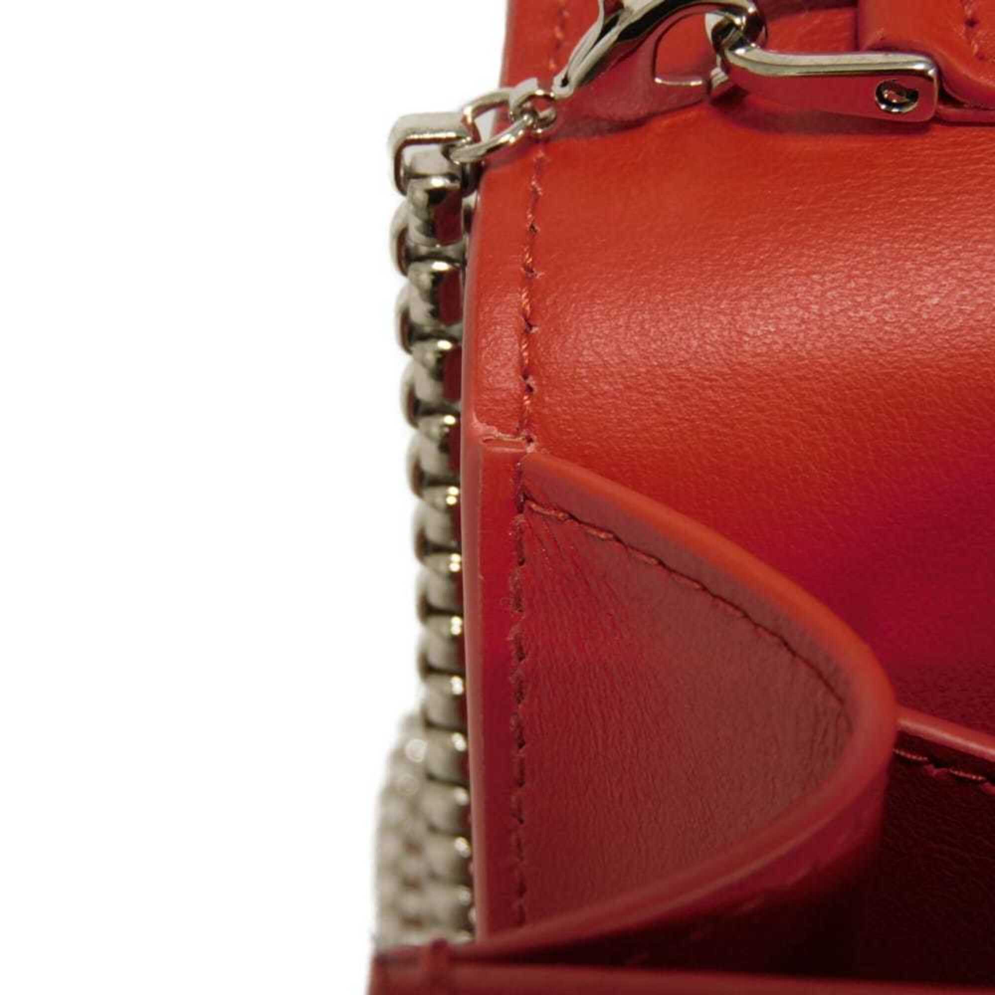 Salvatore Ferragamo Shoulder Bag Double Gancini Mini Chain Calfskin 2-Way New Logo Red 218357 Women's — Like New