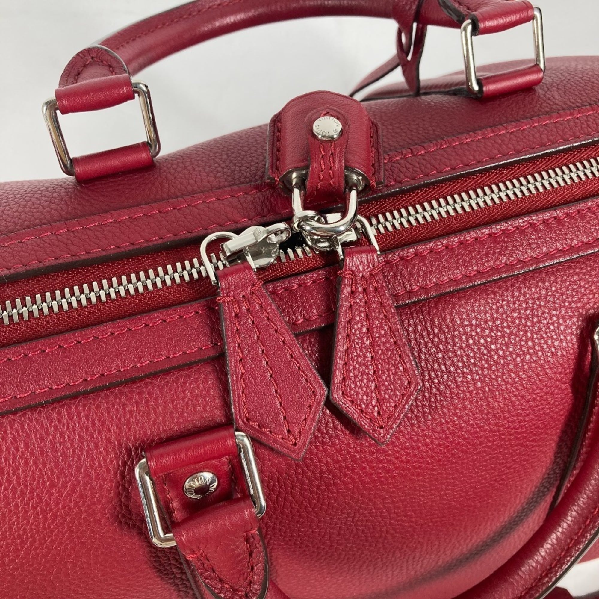 LOUIS VUITTON M94341 Parnassus SC Bag PM Boston Shoulder Handbag Women's Cherry Red MO-240728-1 — Like New