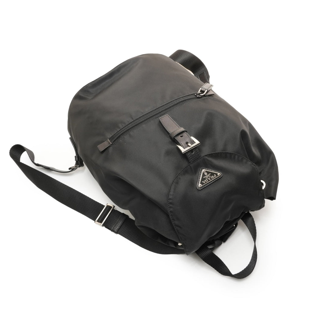Prada nylon triangle logo backpack/daypack in black
