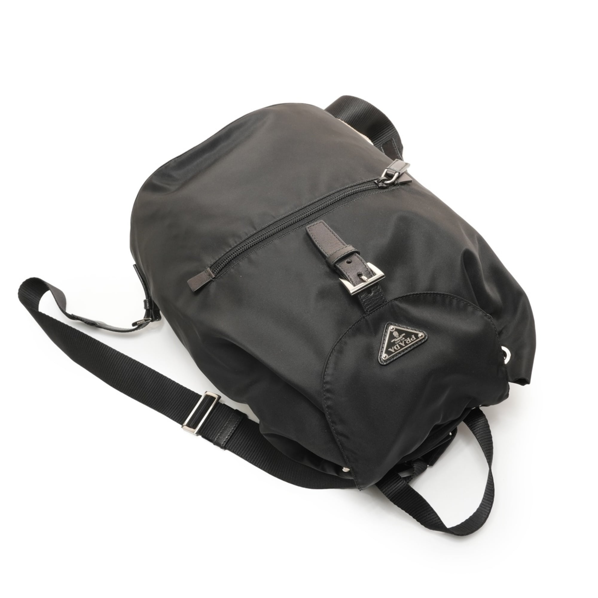 Prada nylon triangle logo backpack/daypack in black
