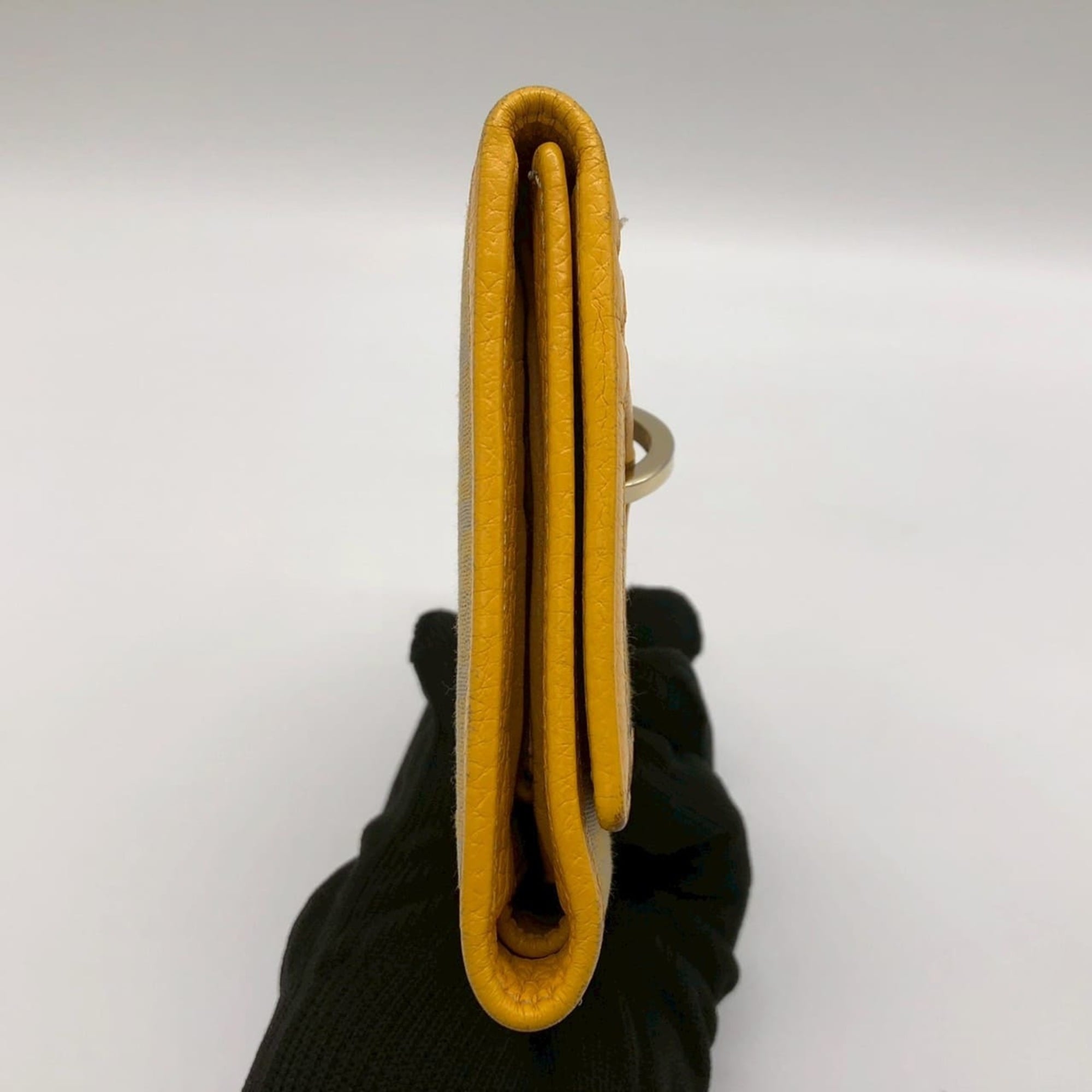 FENDI Zucchino Tri-fold Wallet, Canvas and Leather, Yellow, for Men Women