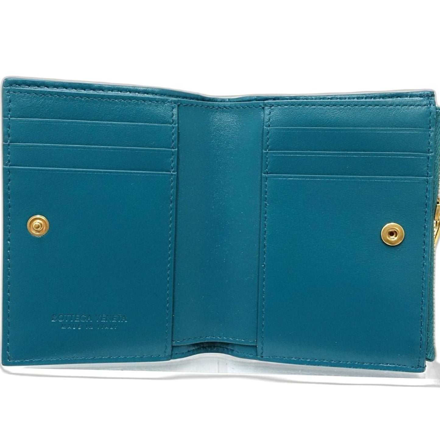 BOTTEGA VENETA Women's Intrecciato Lambskin Turquoise Bifold Wallet 188608