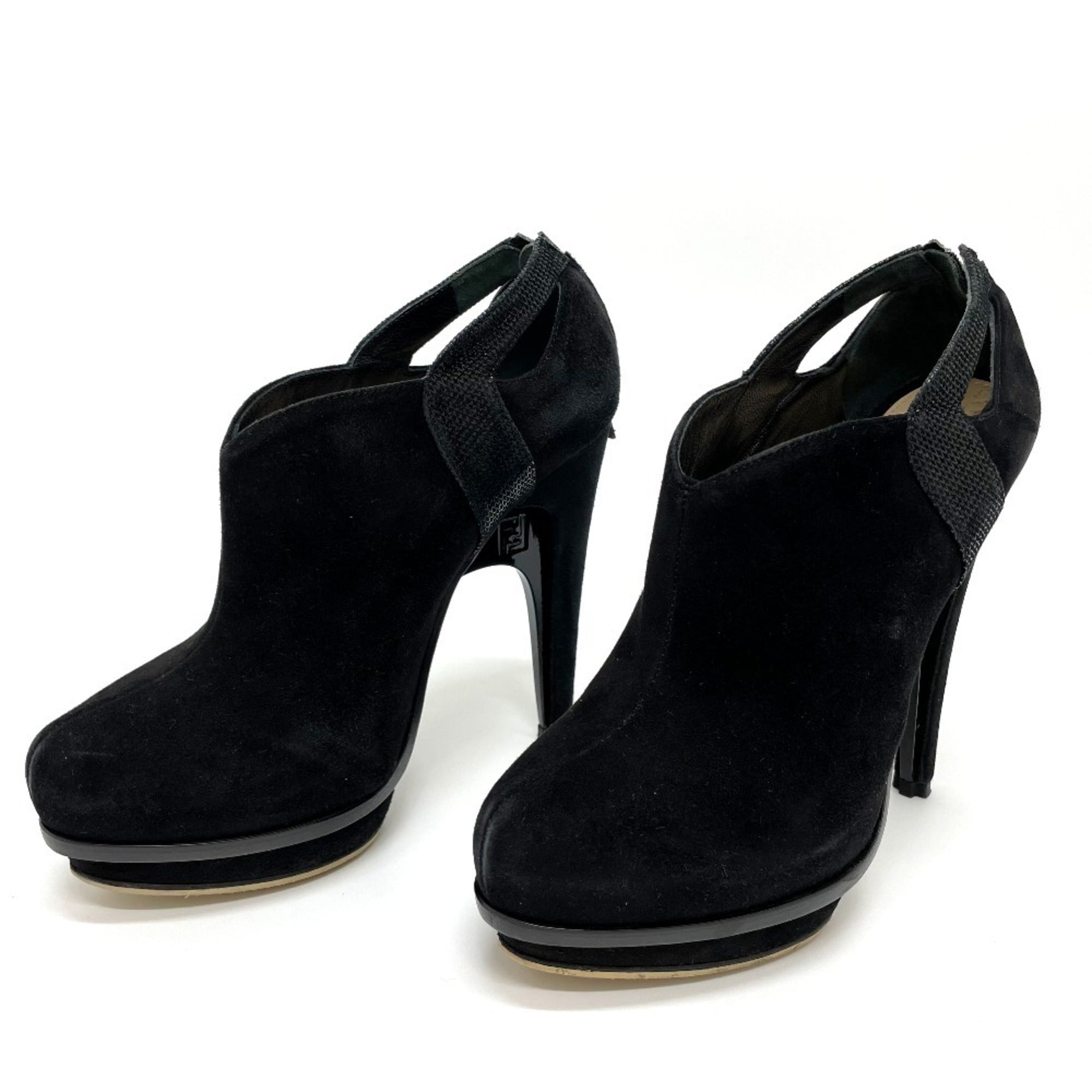 FENDI Made in Italy VERO CUOIO High Heel Dress Shoes Leather Women's Black