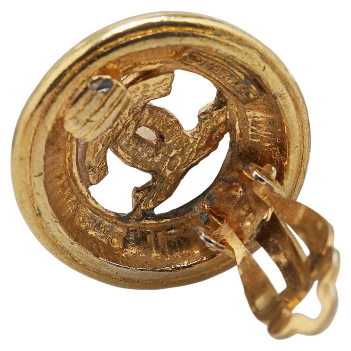 Chanel Coco Mark Round Earrings, Gold Plated, Women's, CHANEL