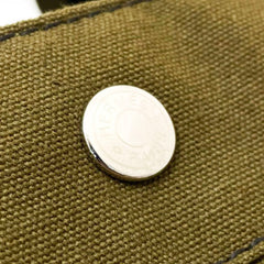 Hermes Tote Bag Foule MM Canvas Khaki Green Black HERMES Bicolor Handbag Unisex AHN-15146 — Like New