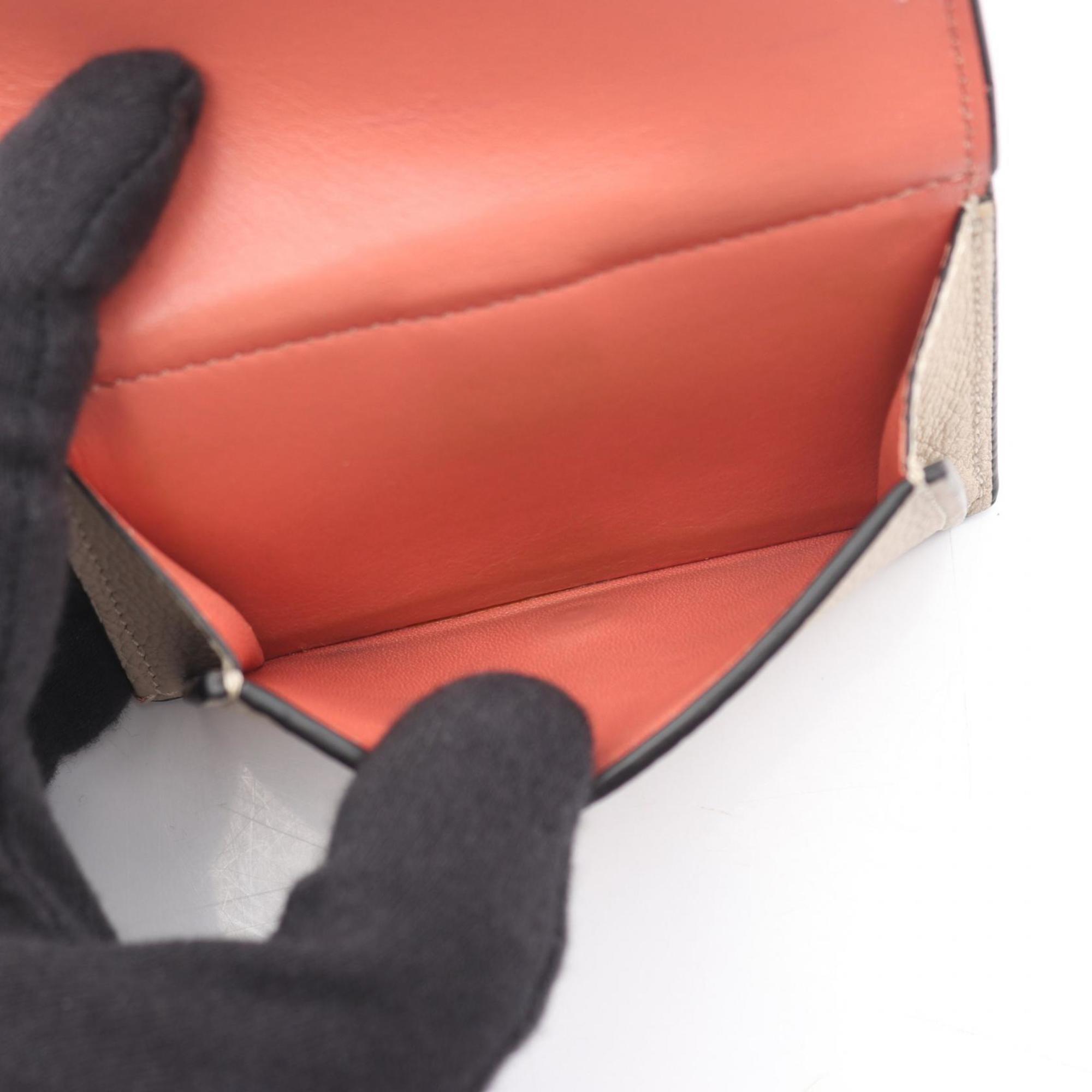 LOEWE Trifold Wallet, Leather, Women's, Beige, Brown