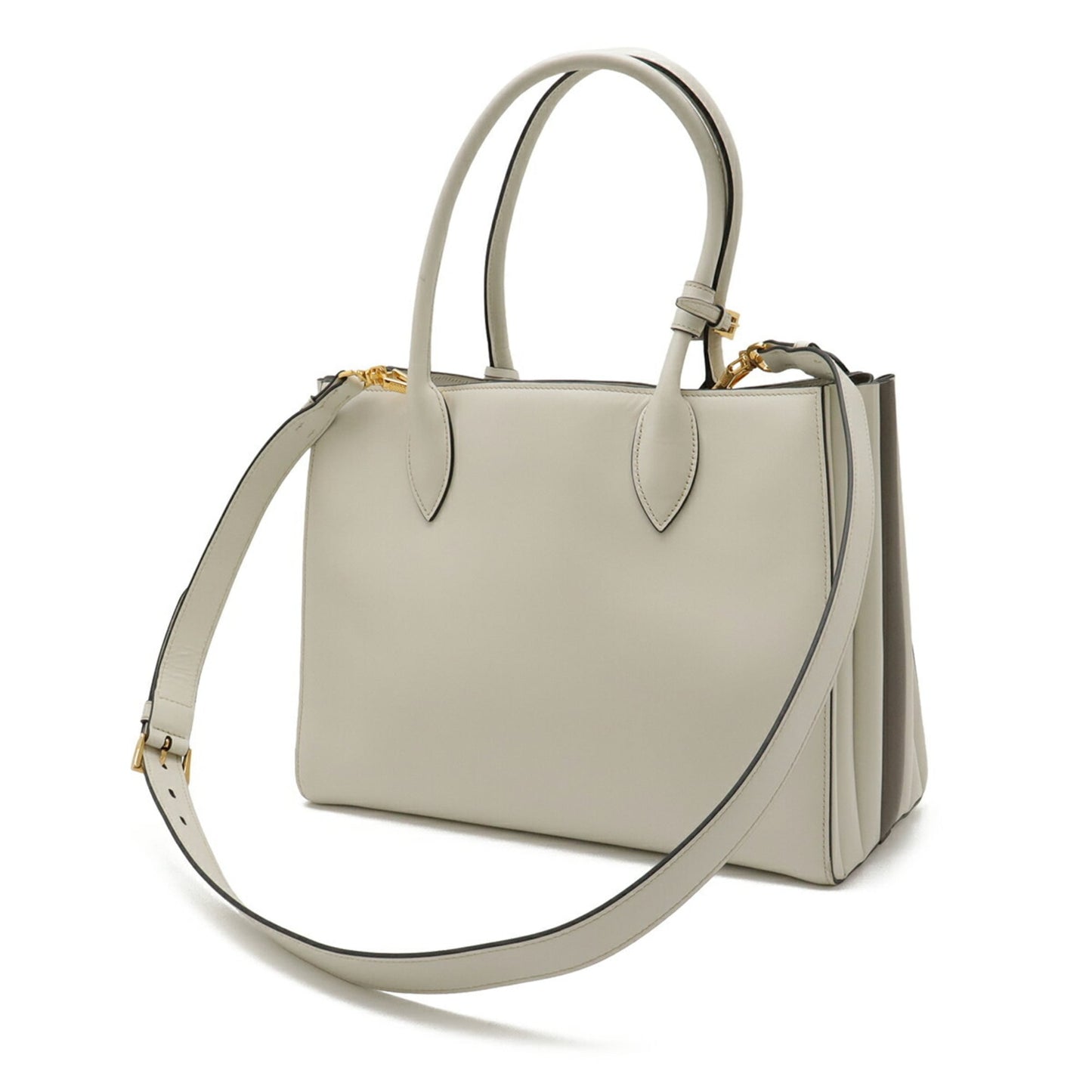 PRADA Bibliothèque Tote/Shoulder Bag in City Calf Leather, TALCO, Off-White, Purchased at an Overseas Duty-Free Shop, 1BG098