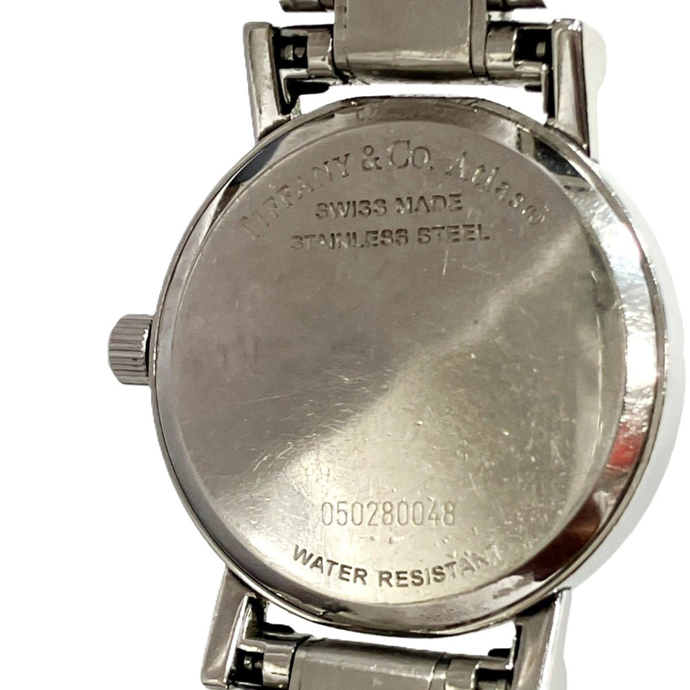 Tiffany & Co. Atlas watch, total weight 53.8g, stainless steel, quartz movement, white dial — Good