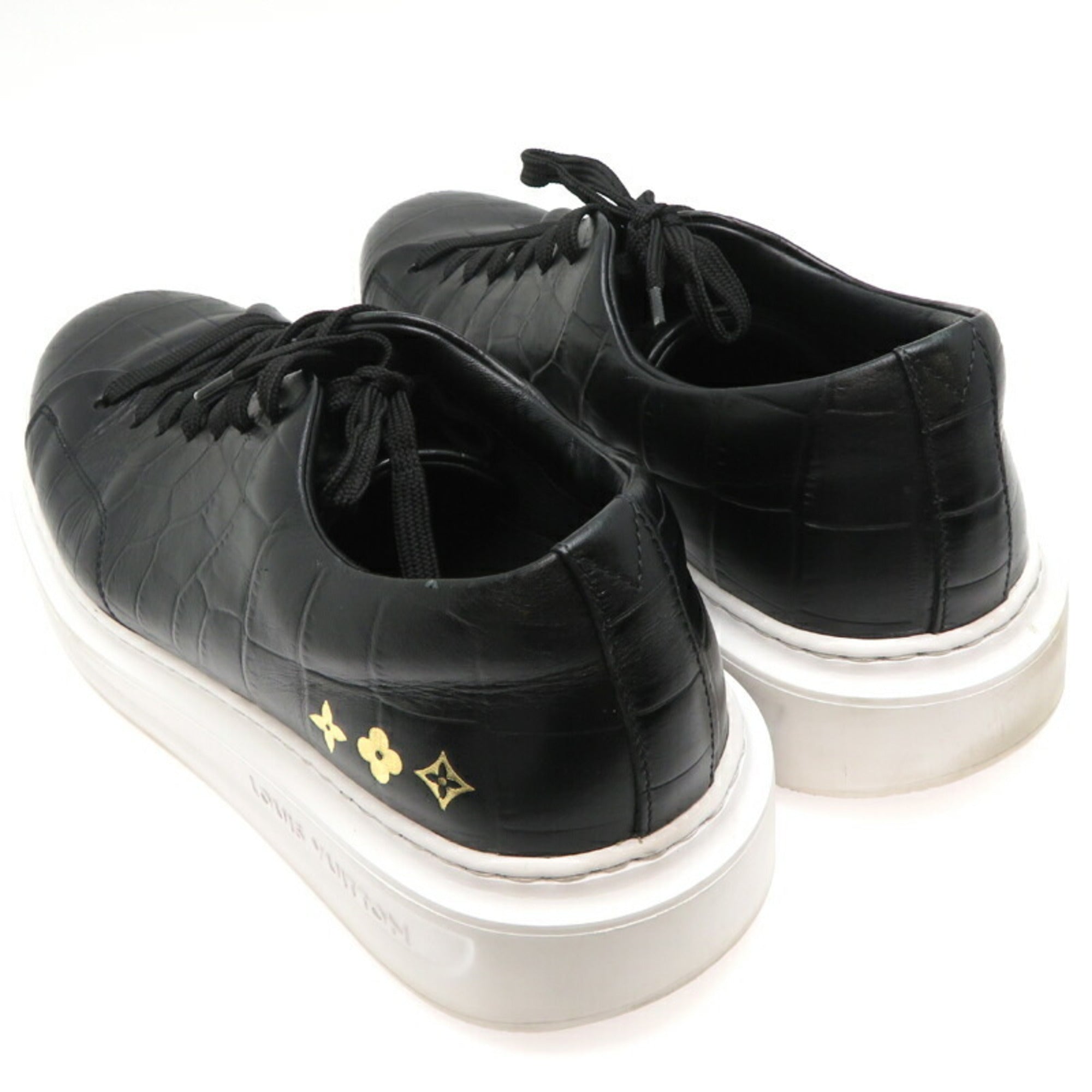 Louis Vuitton #6 25cm Beverly Hills Line Men's Sneakers 1OXI Leather Noir Black