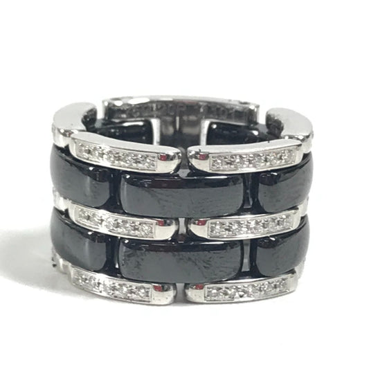 CHANEL Diamond Ultra Jewelry Accessory Ring, WG750 Ceramic, Silver, Women's