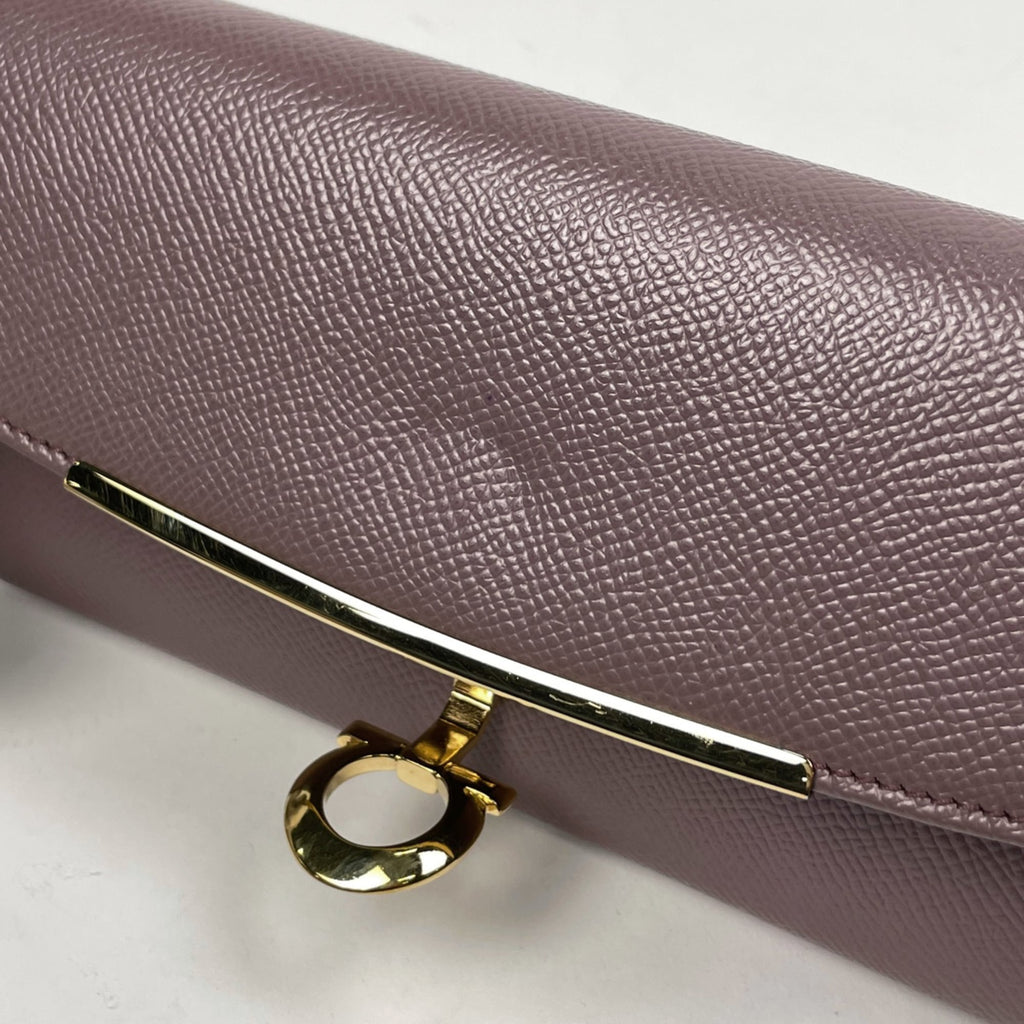 Salvatore Ferragamo Gancini bifold long wallet with bill compartment and coin purse, leather, pink, for women