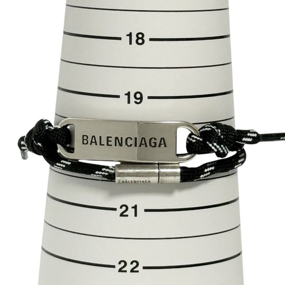 Balenciaga Men's Cord Bracelet with Plate, Double Wrap, Adjustable Size — Like New