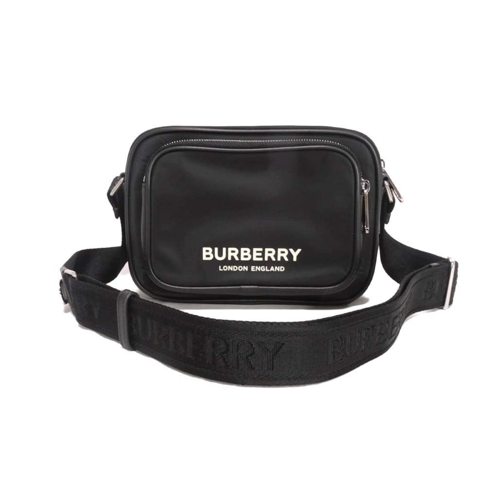 Burberry Paddy Logo Crossbody Shoulder Bag, Cotton Calfskin, Rubber Embossed Nylon, Black, 8049094, Men's — New - Store Return