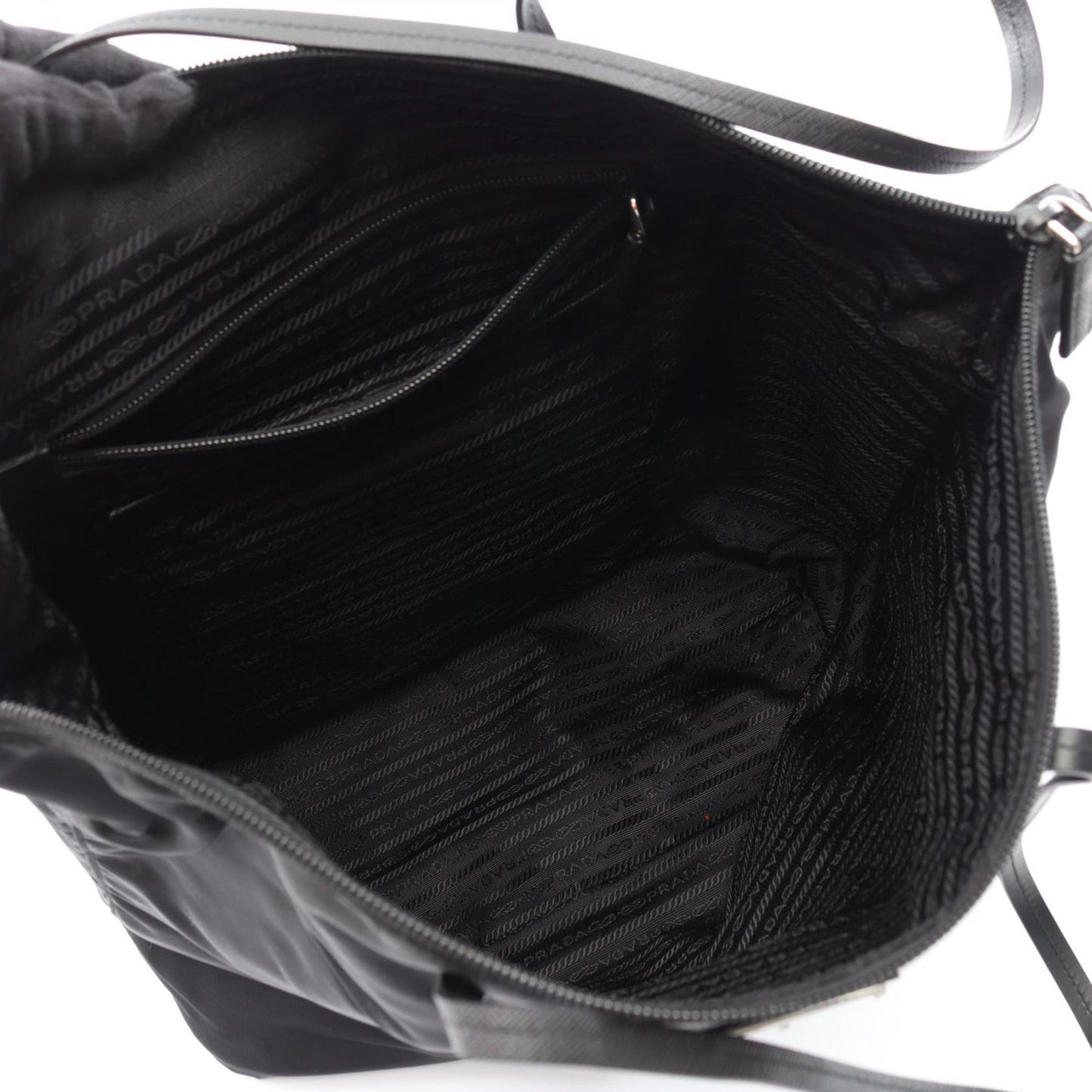 Prada TESSUTO Tote Bag in Nylon and Saffiano Leather, Black, Women's, 1BG189
