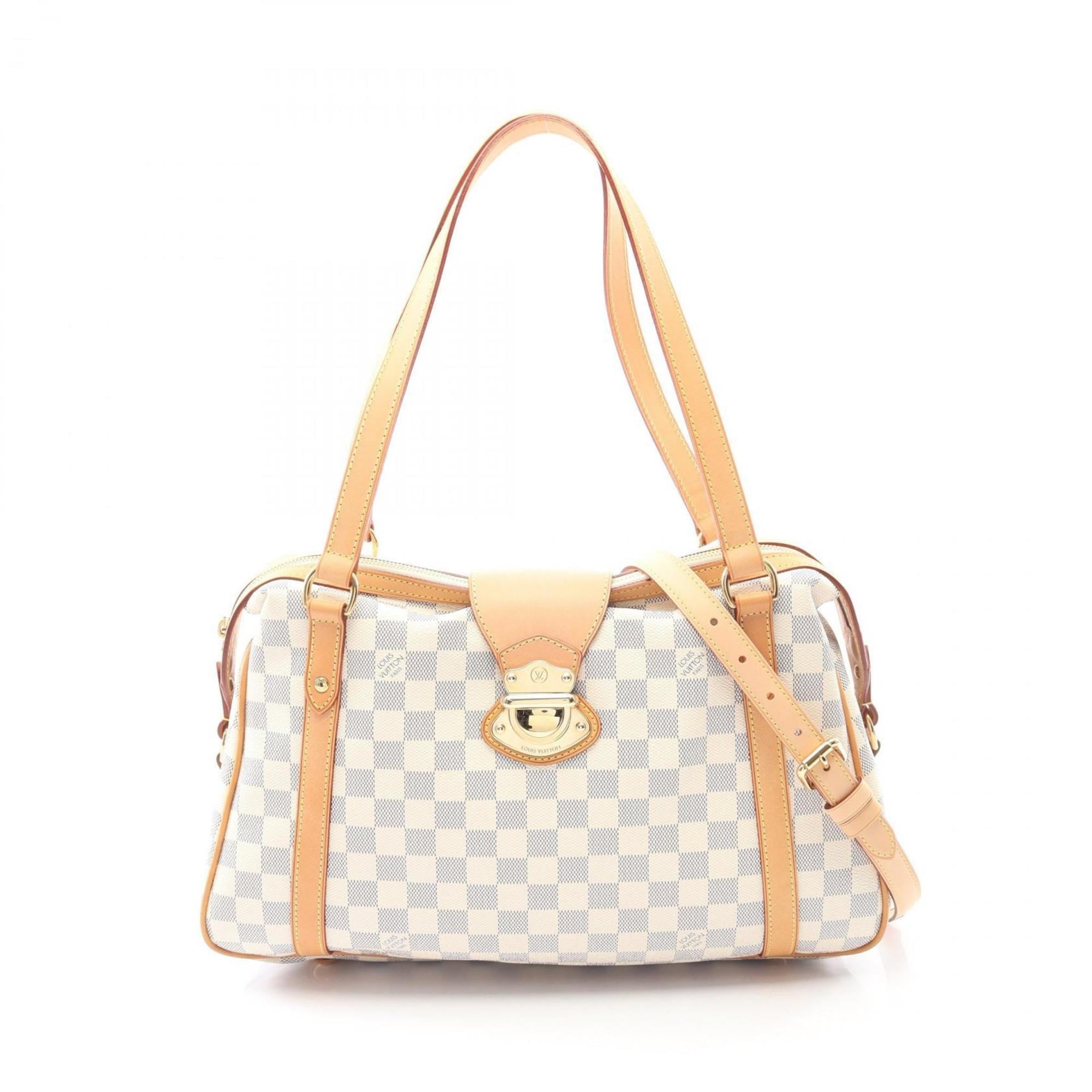 Louis Vuitton Stresa PM Shoulder Bag/Handbag, Coated Canvas and Leather with Damier Azur, Women's, White, N42220