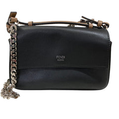 FENDI Fendi Applique Stud Flowerland Micro Double Bucket Chain Shoulder Bag Khaki Women's — Like New