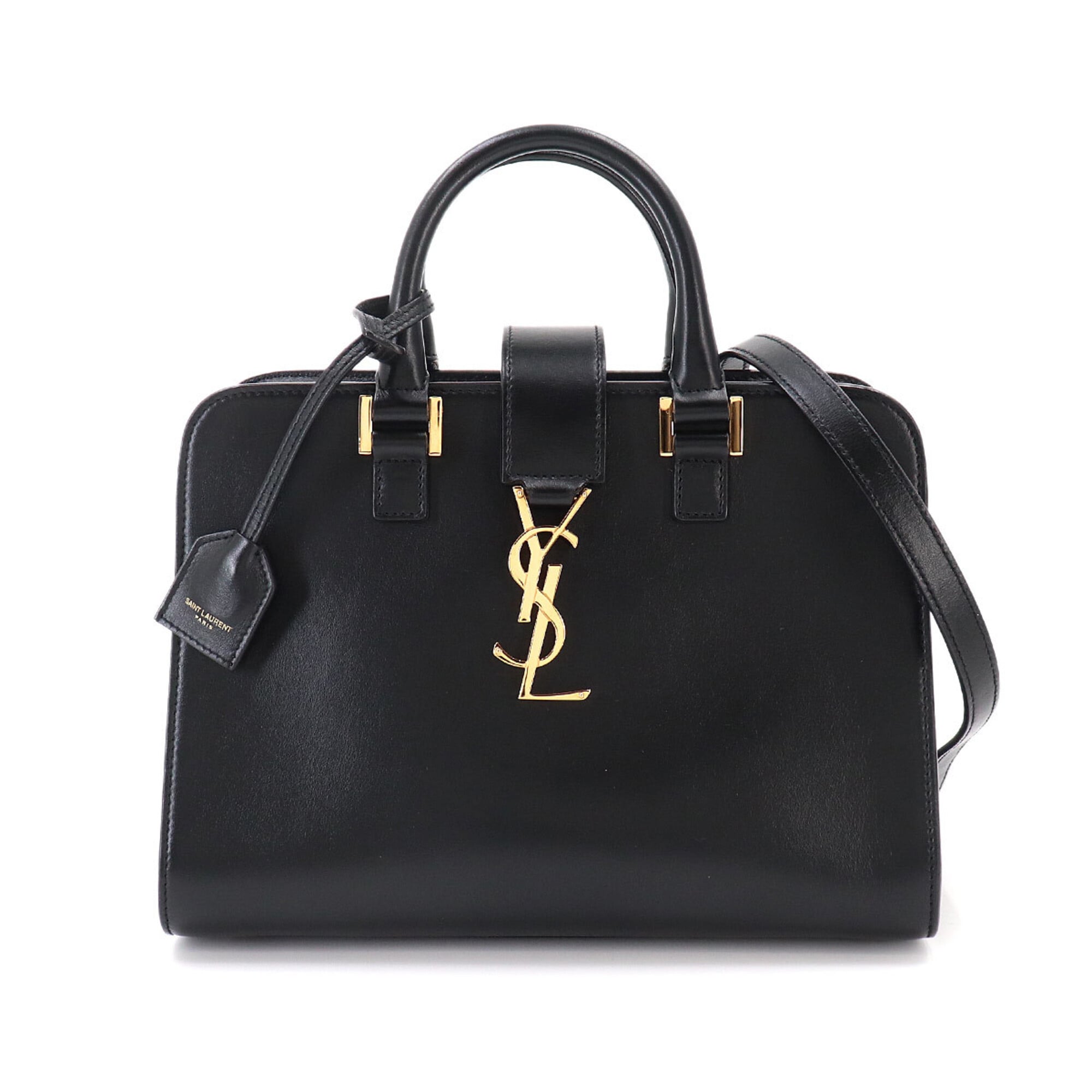 Saint Laurent Baby Cabas 2-way Hand/Shoulder Handbag, Leather, Black, 568853 — Like New